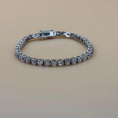 Vintage Old Cut Diamond 18k White Gold Tennis Bracelet