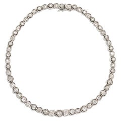 Vintage Old Cut Diamond and Platinum Graduated Tennis Bracelet, circa 1930s