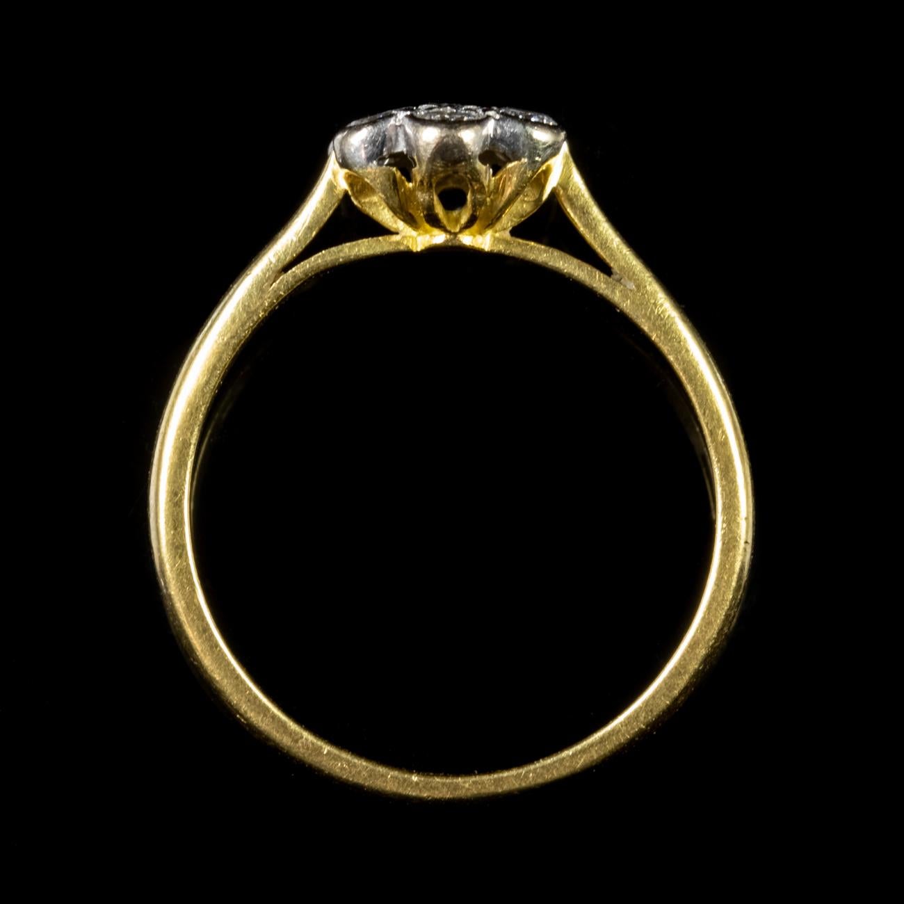 Vintage Old Cut Diamond Cluster Engagement Ring 18 Carat Gold Dated, 1972 For Sale 1