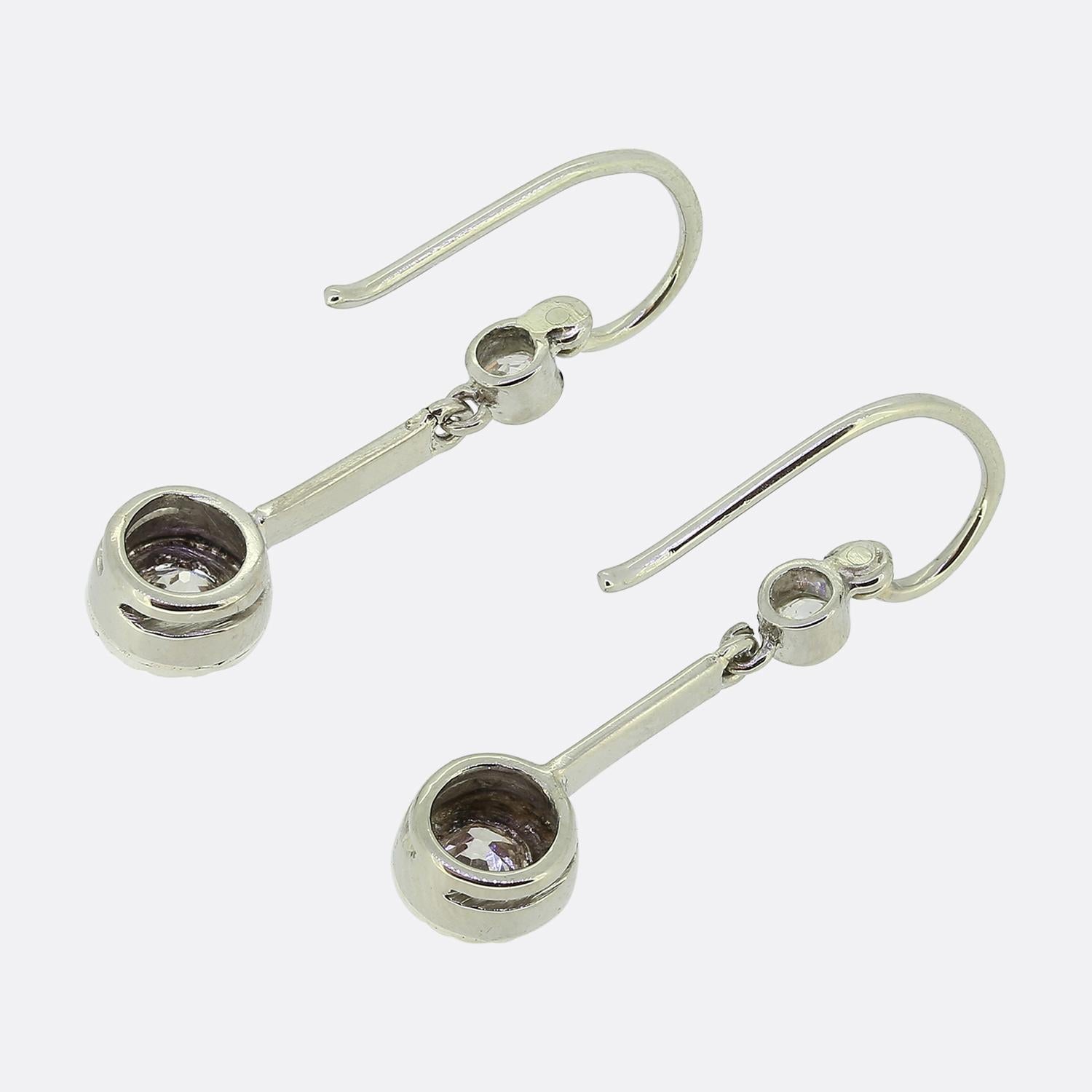 Old European Cut Vintage Old Cut Diamond Drop Earrings For Sale