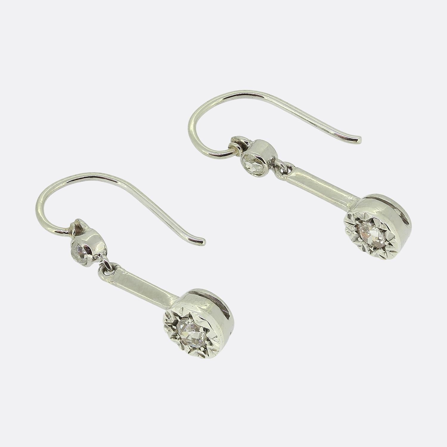 Vintage Old Cut Diamond Drop Earrings In Good Condition For Sale In London, GB