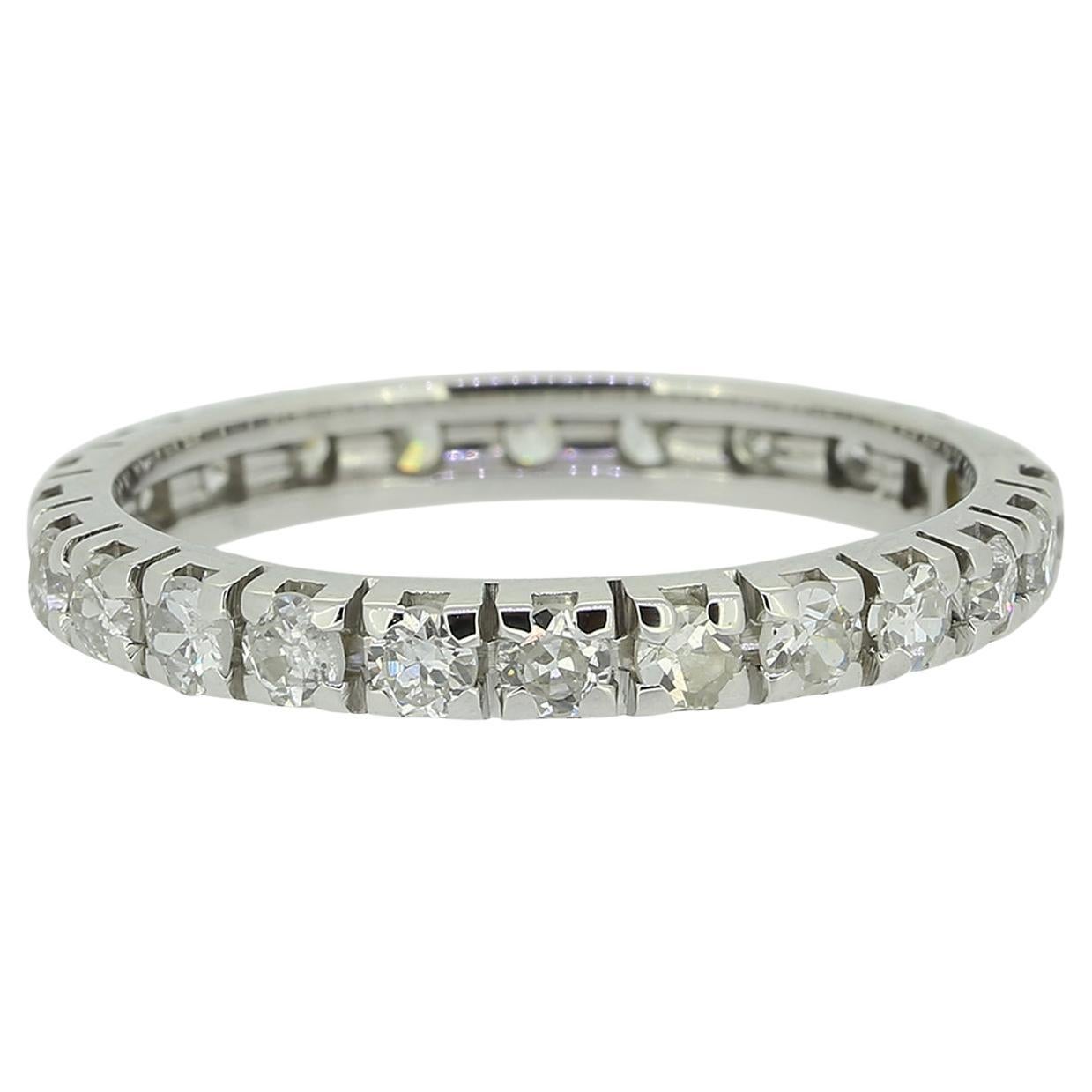 Anillo de eternidad con diamantes talla antigua Vintage Talla N (54) en venta