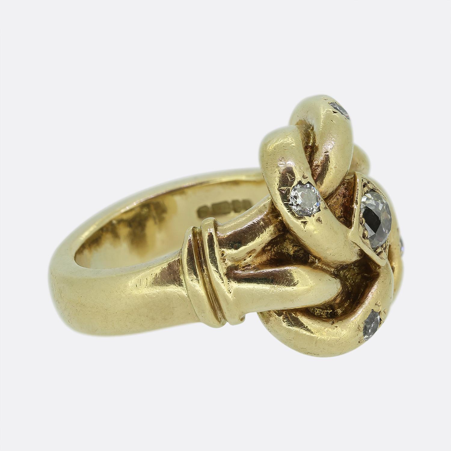 Old Mine Cut Vintage Old Cut Diamond Knot Ring For Sale