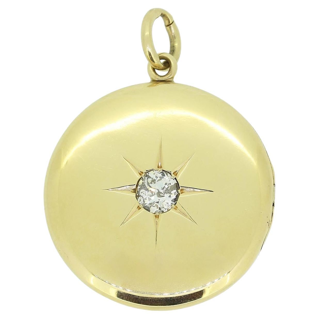Vintage Old Cut Diamond Round Locket