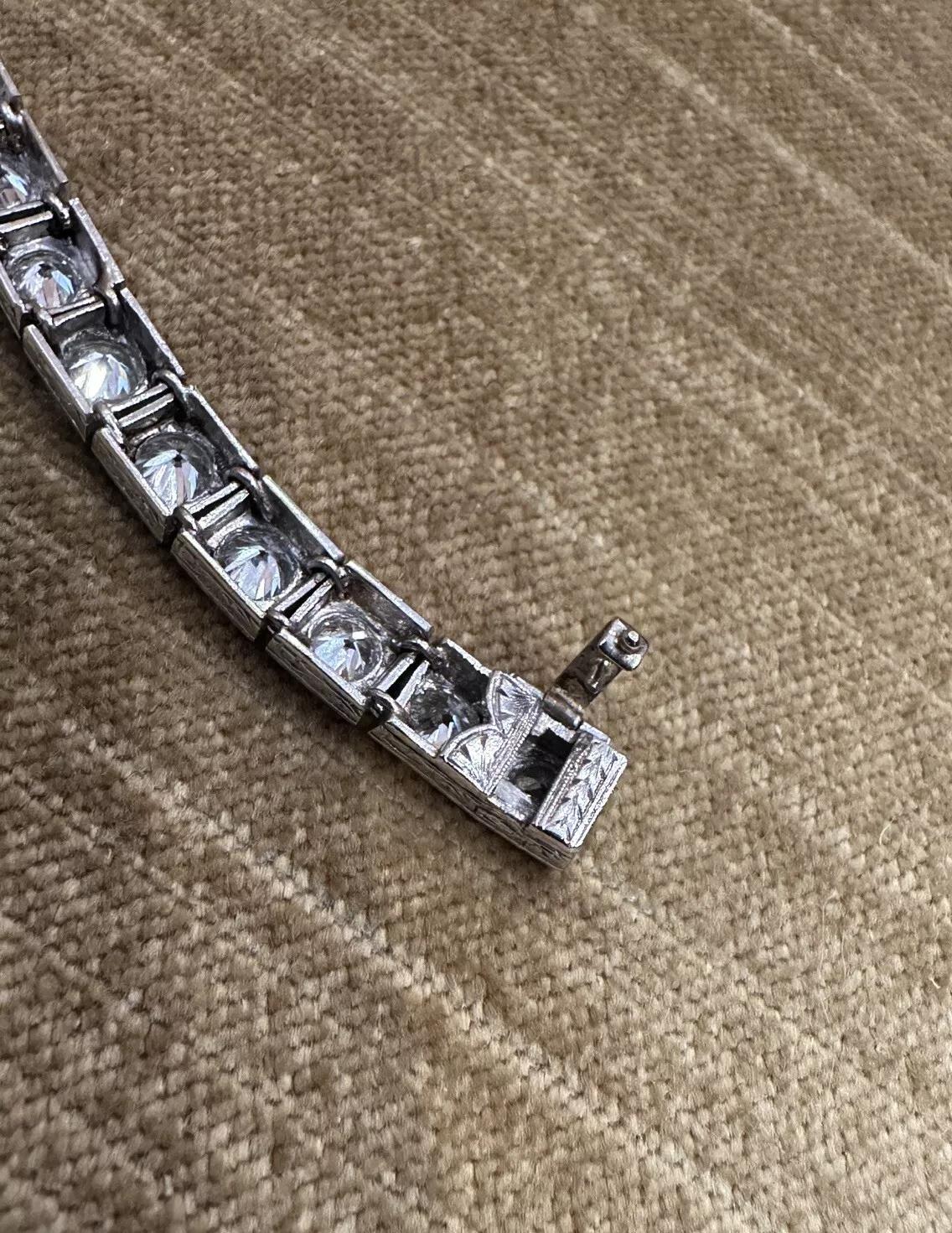 Donna Bracciale Vintage Old Cut con diamanti quadrati incastonati 7,00 cttw in platino in vendita