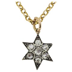 Vintage Old Cut Diamond Star Pendant Necklace