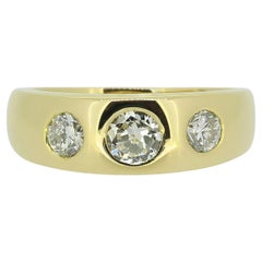 Vintage Altschliff Diamant Drei-Stein Zigeuner Ring