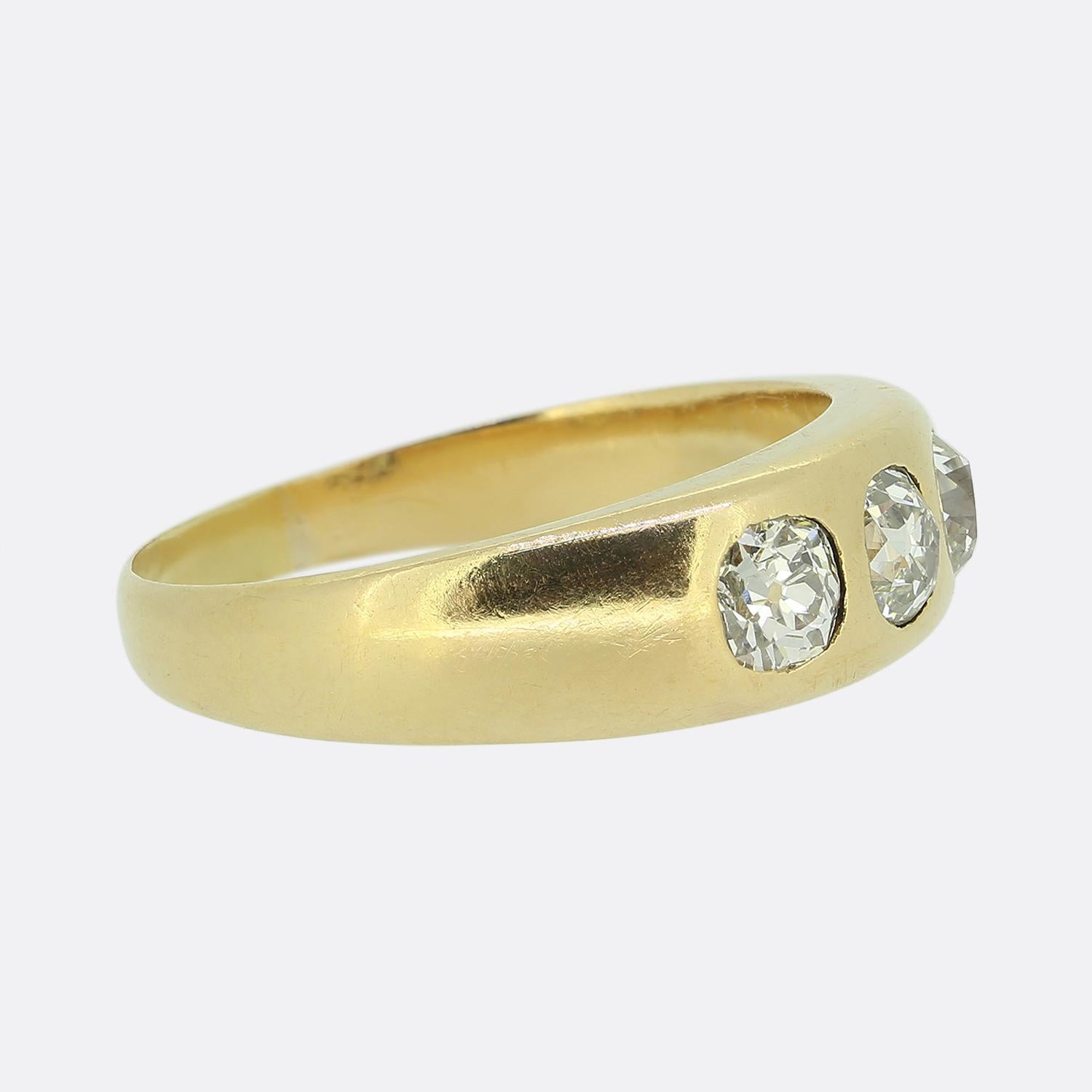 Old Mine Cut Vintage Old Cut Diamond Three-Stone Ring