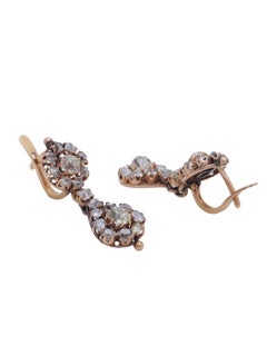 Vintage Old Cut Diamonds and Gold Earring Pair from a Private Collection
