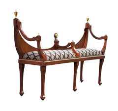 Vintage Old English Hepplewhite Style Courting Bench in Mahogany