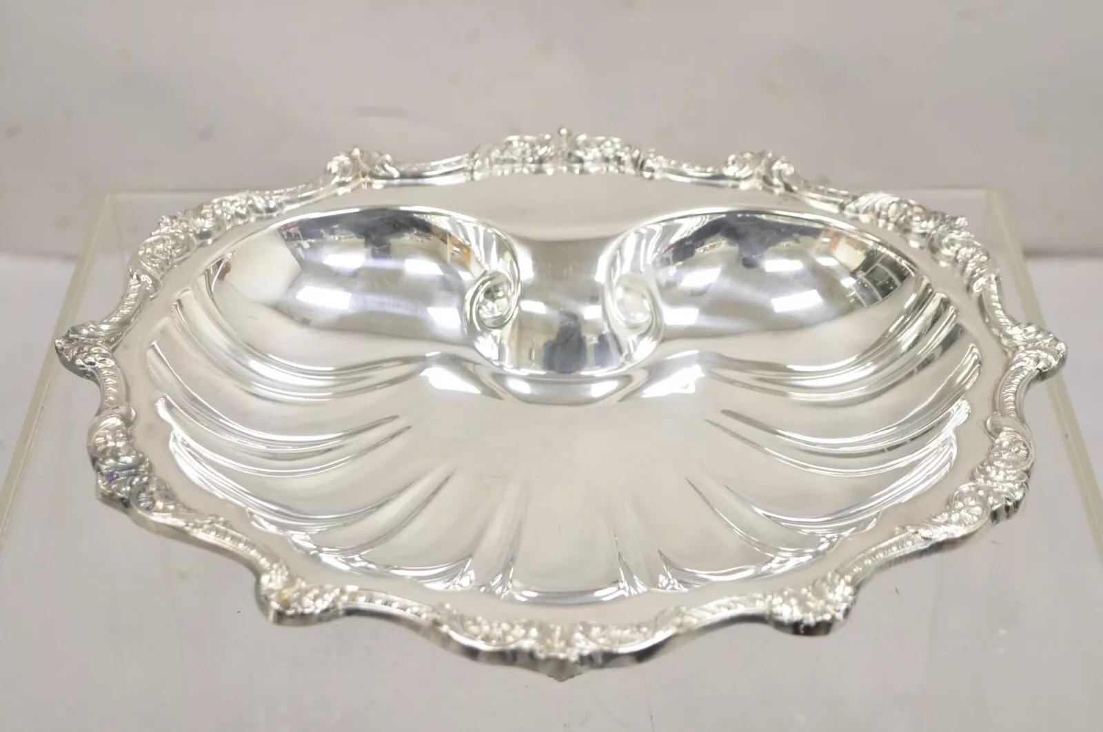 Vintage Old English Silver Plate by Poole 5033 Clam Shell Serving Dish Bowl 5