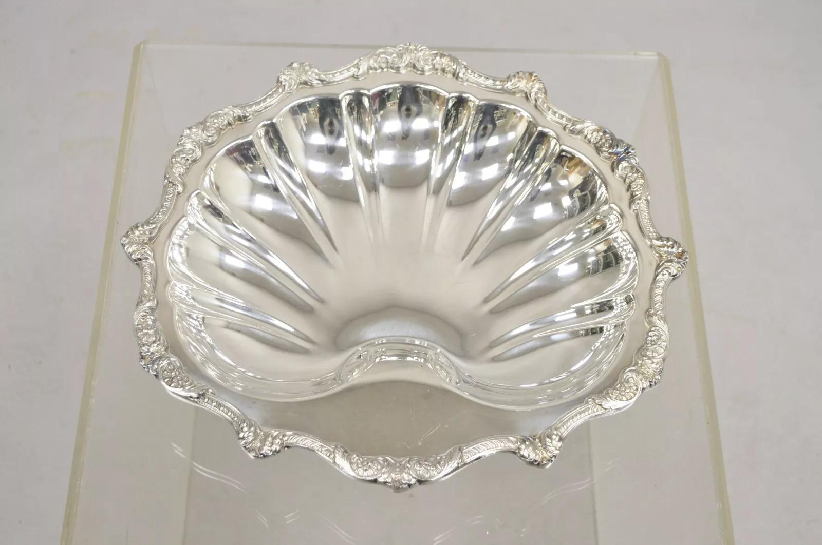 Vintage Old English Silver Plate by Poole 5033 Clam Shell Serving Dish Bowl 6
