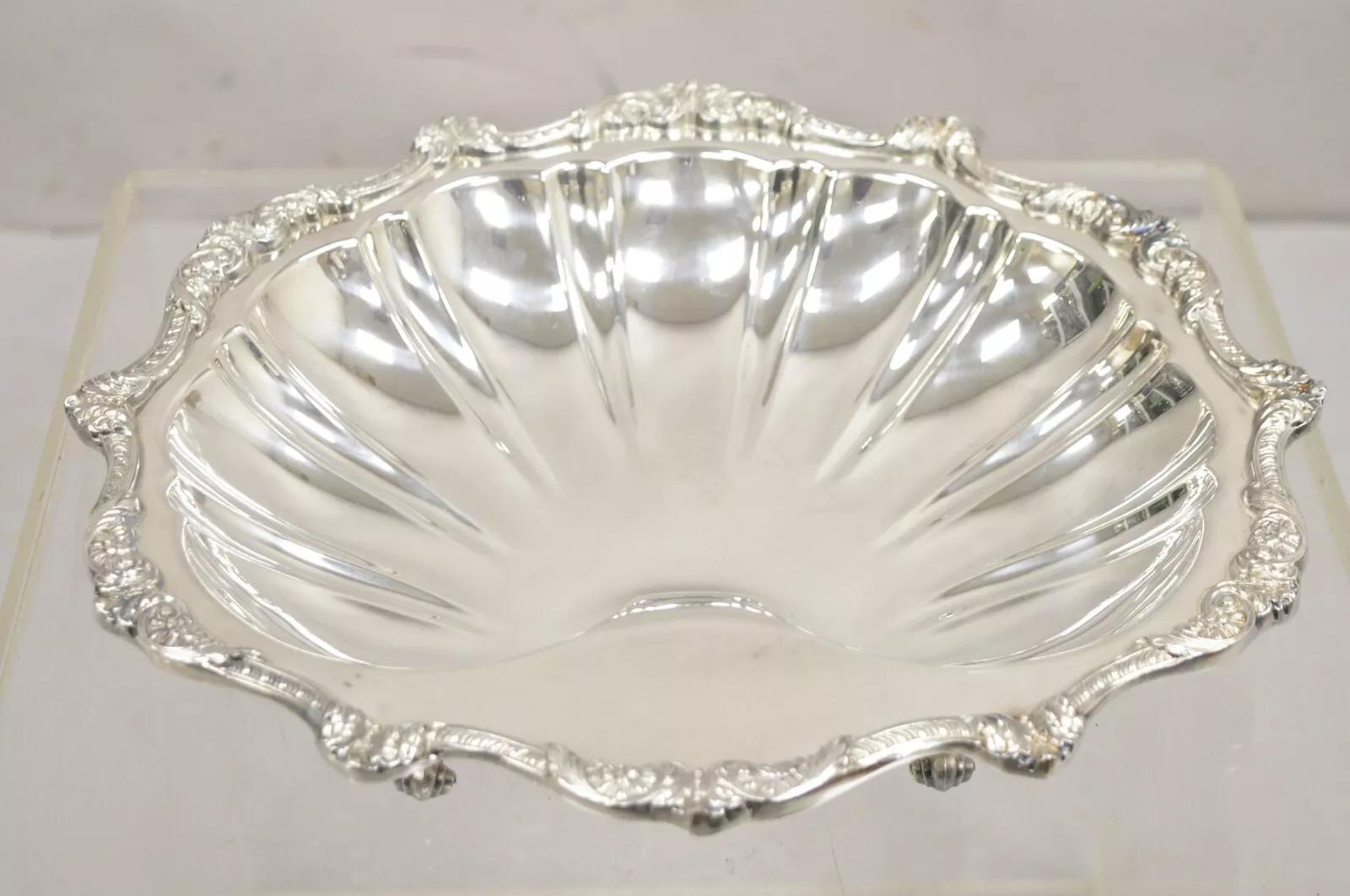 Victorian Vintage Old English Silver Plate by Poole 5033 Clam Shell Serving Dish Bowl