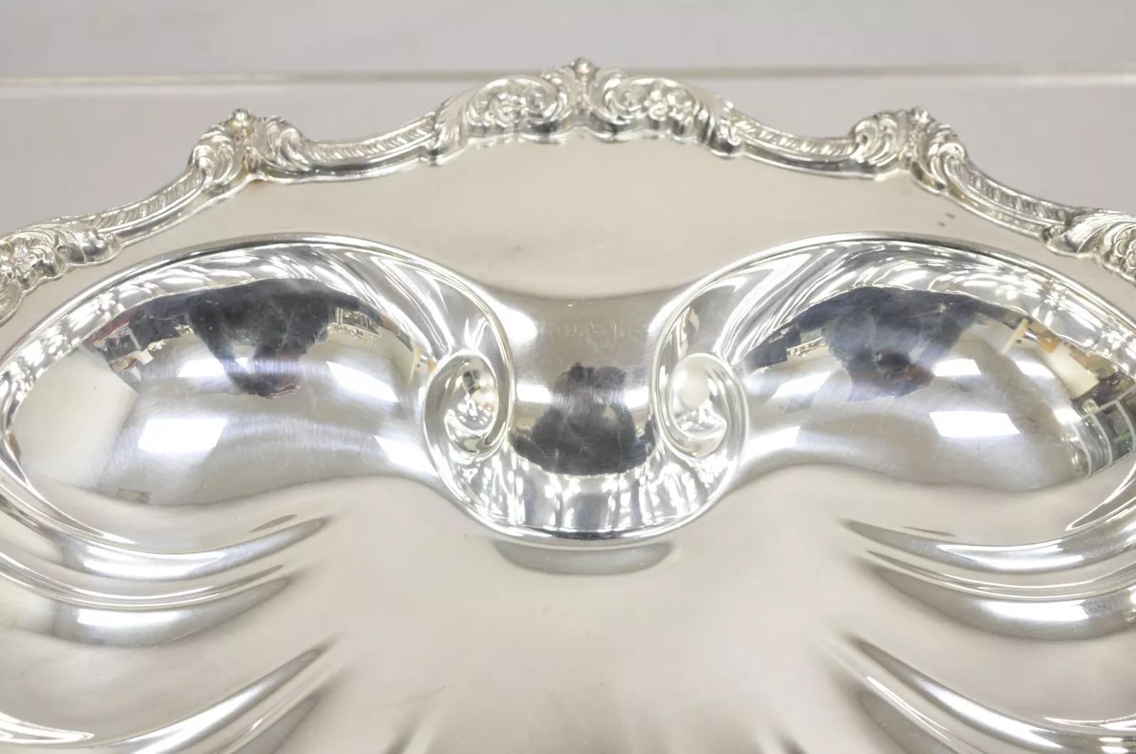 20th Century Vintage Old English Silver Plate by Poole 5033 Clam Shell Serving Dish Bowl
