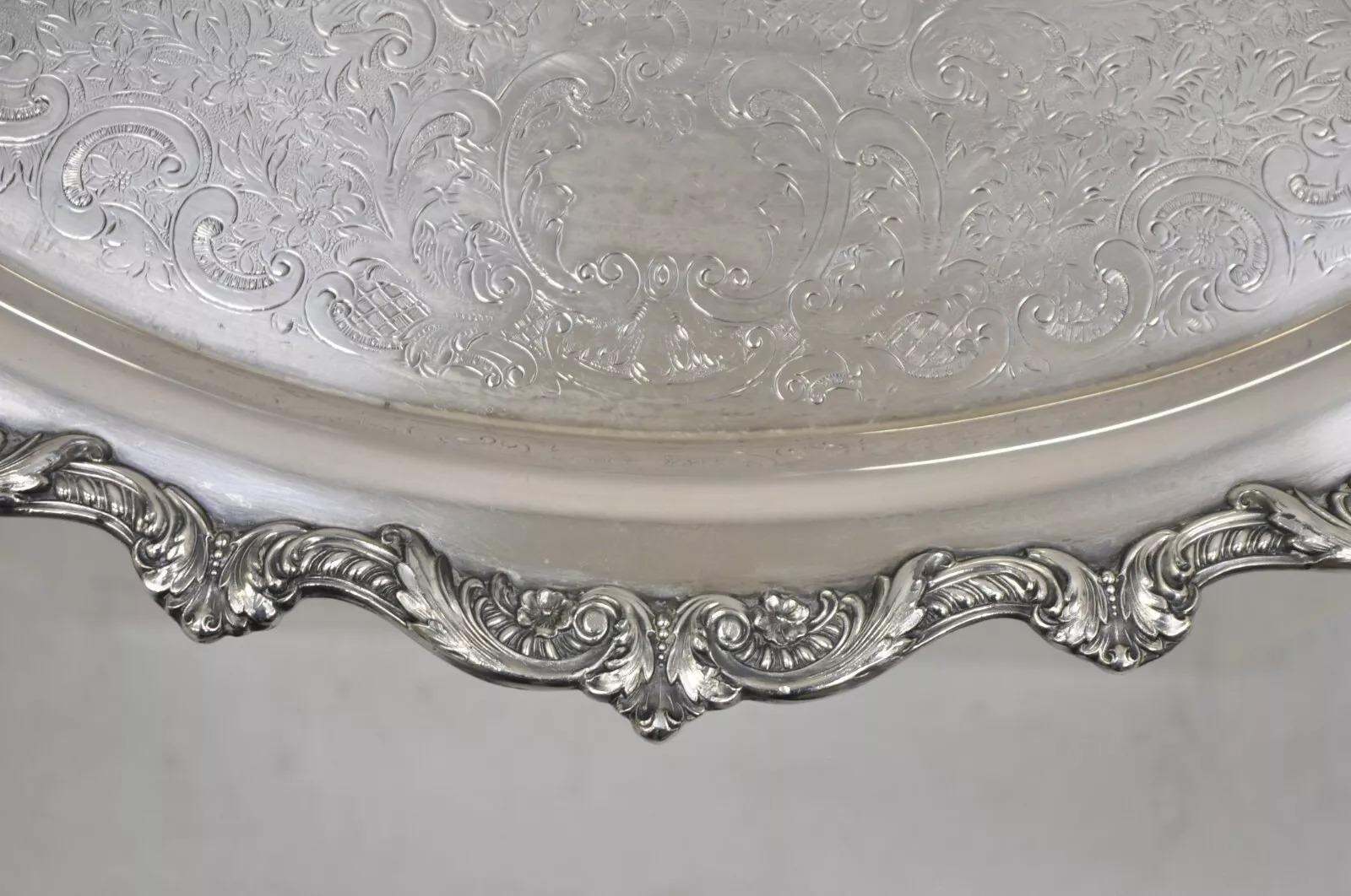Bandeja ovalada de servir de plata antigua inglesa Poole Silver Plate en venta 4