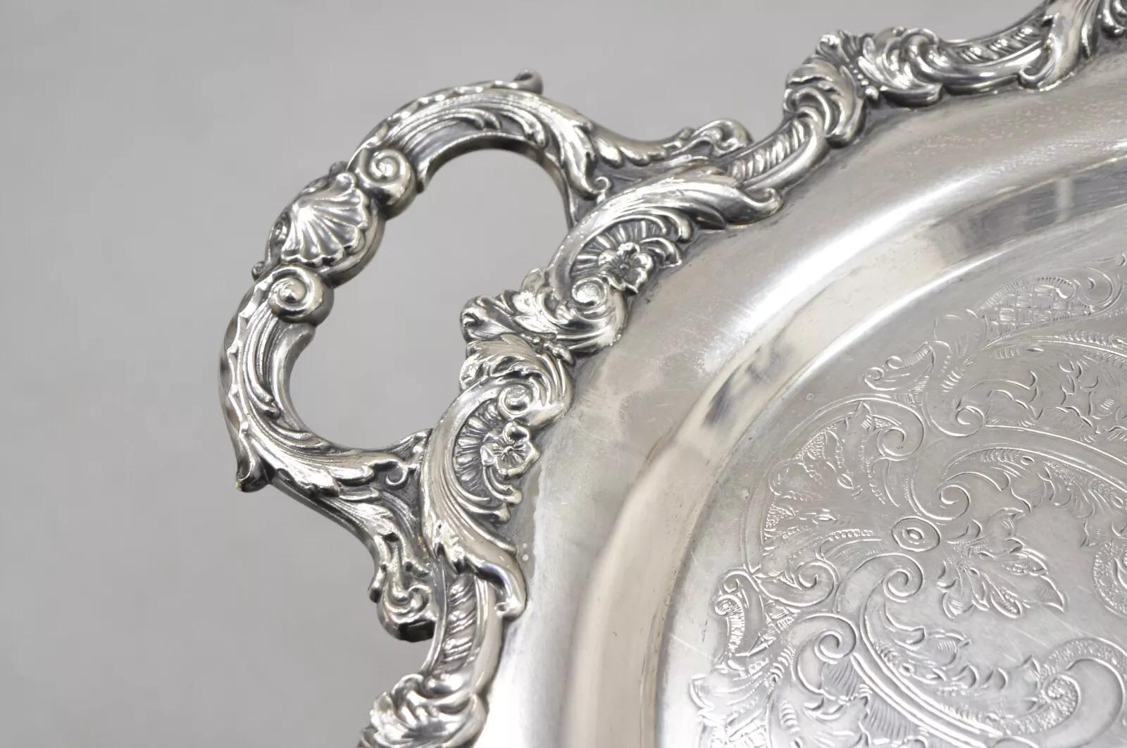 Bandeja ovalada de servir de plata antigua inglesa Poole Silver Plate Victoriano en venta