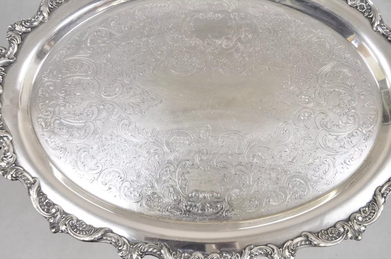Bandeja ovalada de servir de plata antigua inglesa Poole Silver Plate Desconocido en venta