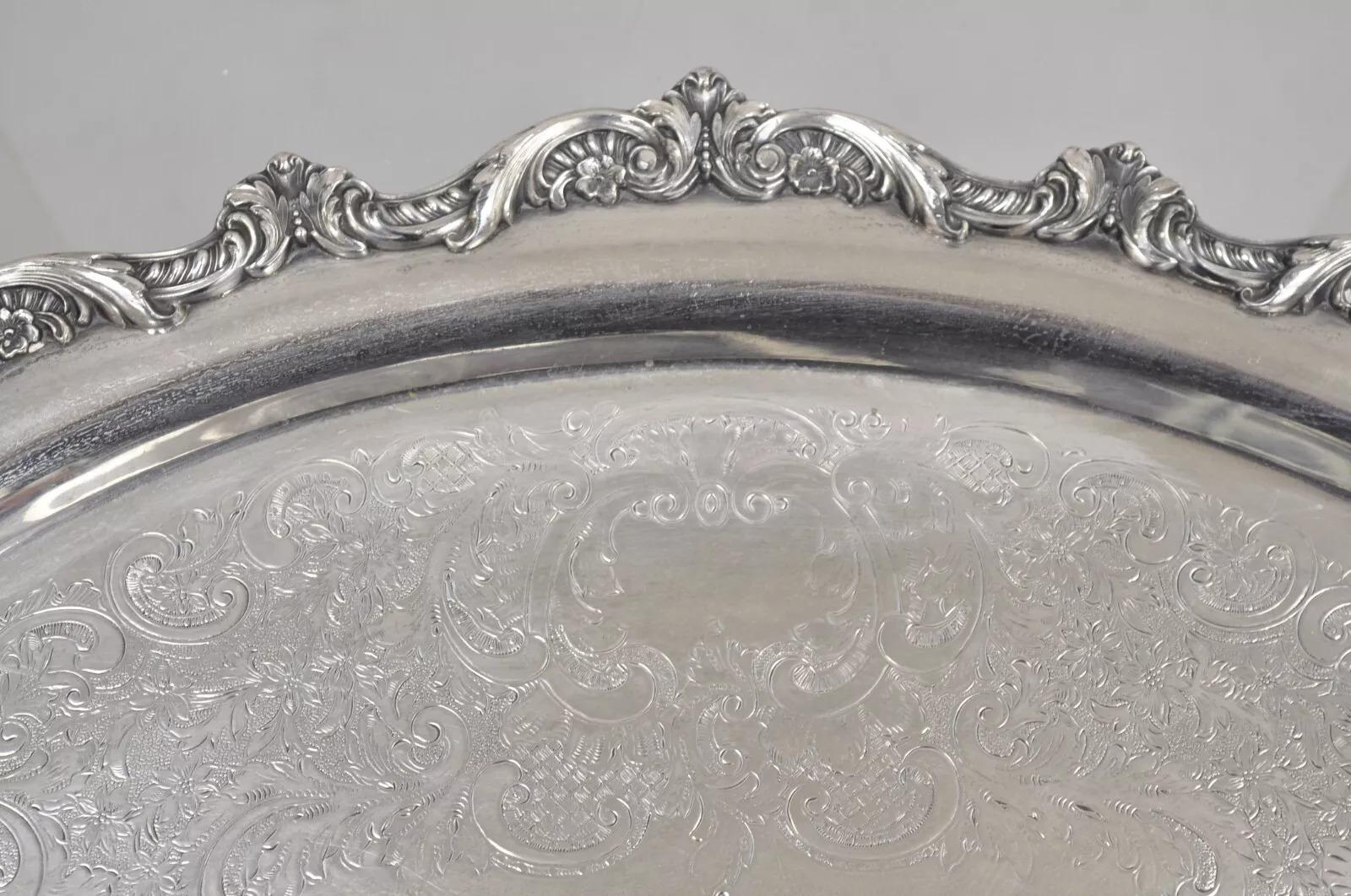 Bandeja ovalada de servir de plata antigua inglesa Poole Silver Plate en Bueno estado para la venta en Philadelphia, PA