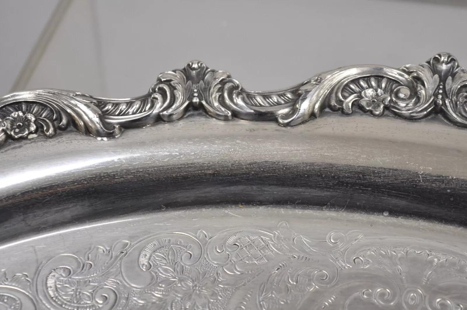 Bandeja ovalada de servir de plata antigua inglesa Poole Silver Plate siglo XX en venta