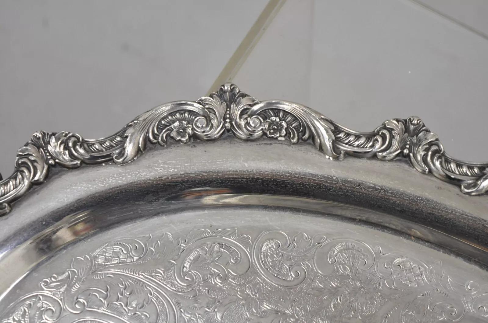 Bandeja ovalada de servir de plata antigua inglesa Poole Silver Plate en venta 1