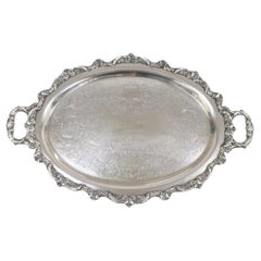 Vieux plateau de service ovale Poole plaqué argent anglais
