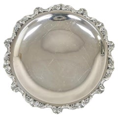 Bandeja redonda de 15" chapada en plata inglesa antigua de Poole