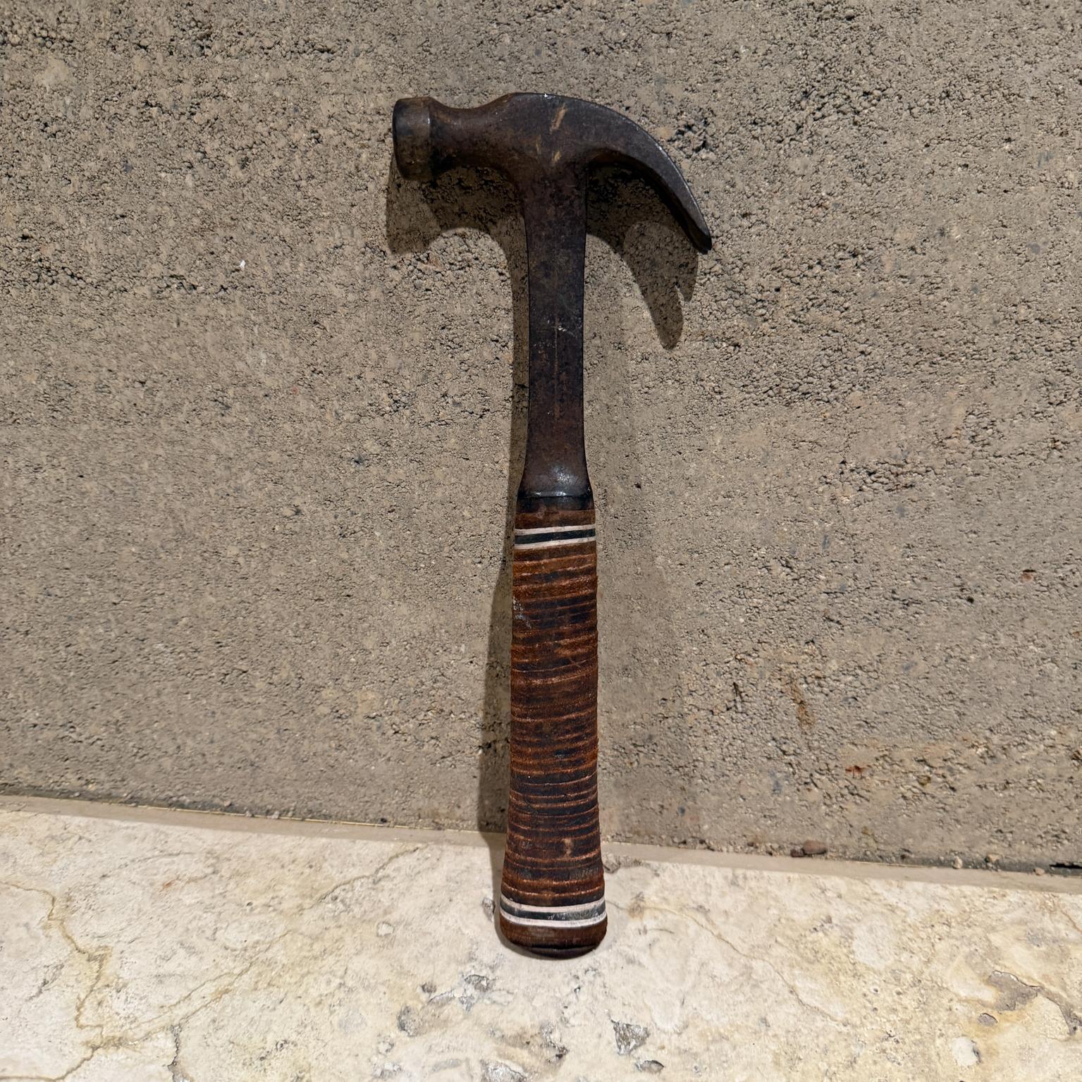 Vintage Viejo Estwing 12 Oz. Martillo de Garra Curvo con Cabeza de Acero Mango de Cuero Usa Estadounidense en venta
