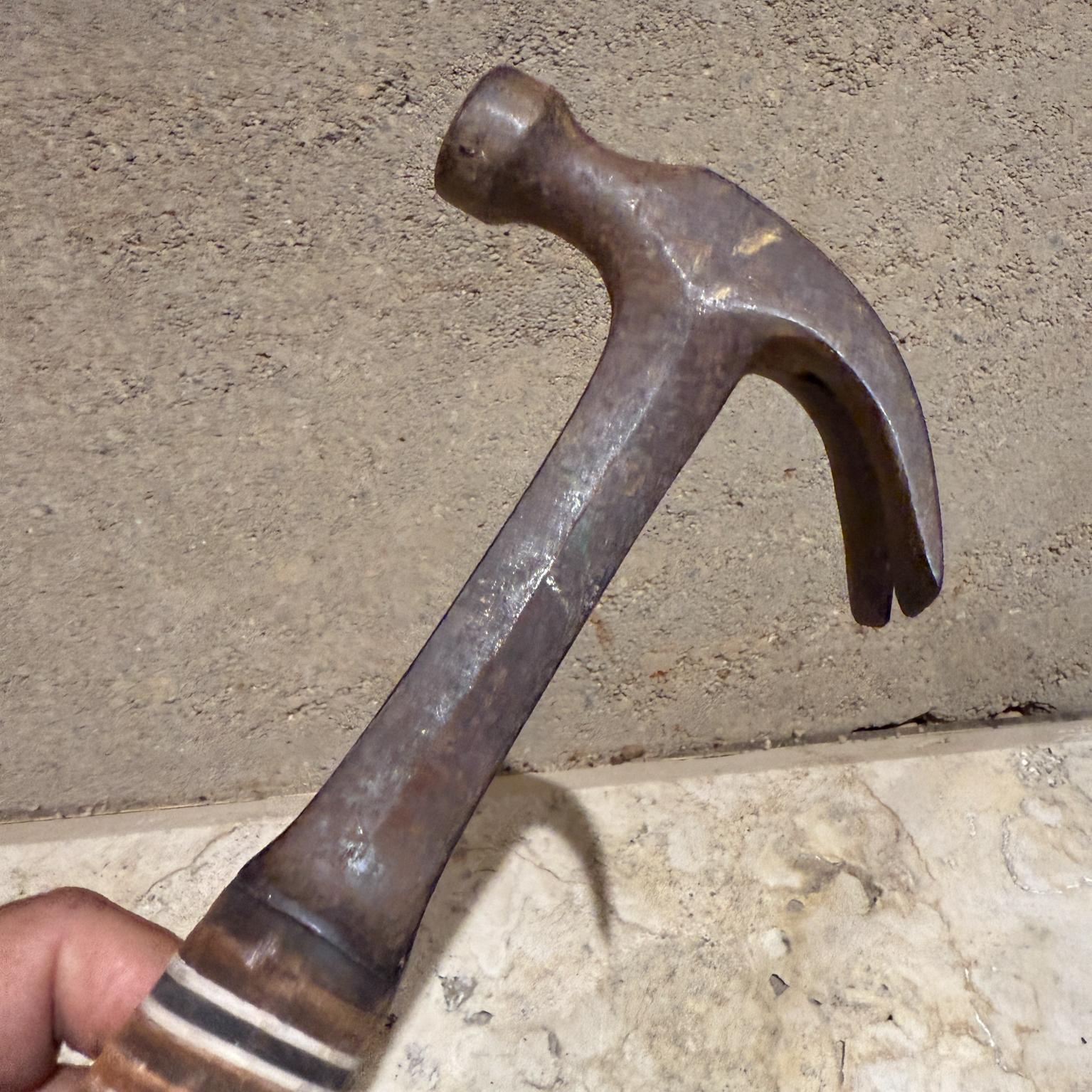 Vintage Viejo Estwing 12 Oz. Martillo de Garra Curvo con Cabeza de Acero Mango de Cuero Usa en venta 3