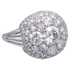 Vintage Old Euro 5.11 CTW Diamond Cluster Platinum Cocktail Dome ring Circa 1950