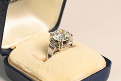Vintage 3 Carat Engagement Ring. Old European Cut Diamond Ring J VS1 French