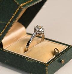 Vintage 1 Carat Engagement Ring. GIA Old European Cut Diamond Ring Platinum JSI1