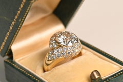 Vintage Old Euro Diamond Gold Ring (GIA Approx. 3-Carats), Yellow Gold