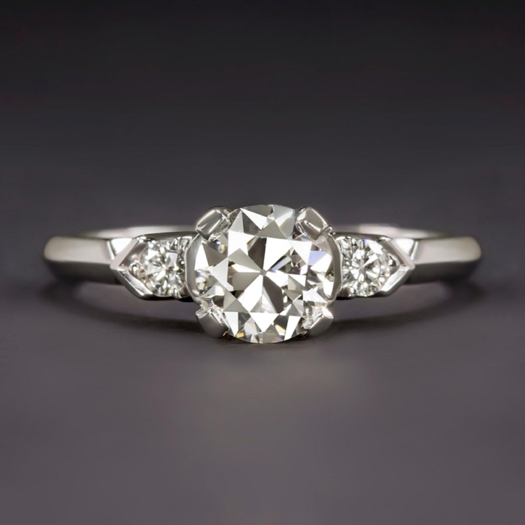 Art Deco Vintage Old European 0.80 Carats Solitaire 18 Carats White Gold Ring, 1920