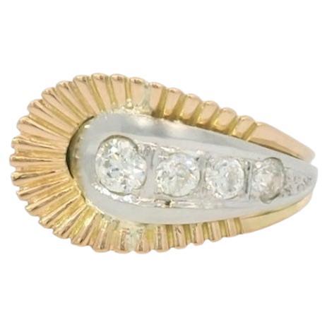 Antique 18kt Yellow and white Gold old cut Diamond Ring, Circa 1950