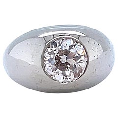 Vintage Old European Cut Diamond 18 Karat White Gold Bezel Set Ring