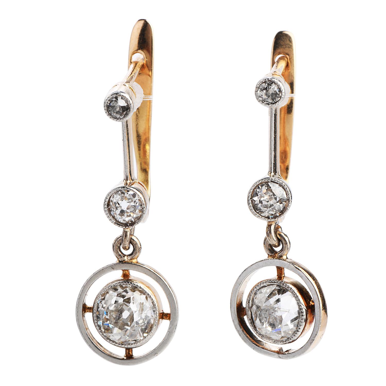 Live every day with a Soft Elegant touch of Antique!

If you love Old Cut Diamond we invite you to witness this particular beauty, These delightful earrings are crafted in 18K Yellow Gold. Their main stones are two prominent old European cut, Bezel
