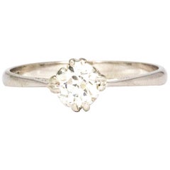 Vintage Old European Cut Diamond and Platinum Solitaire Ring