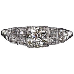 Vintage Old European Cut Diamond, Antique Engagement Ring, Art Deco, 1 Carat VS
