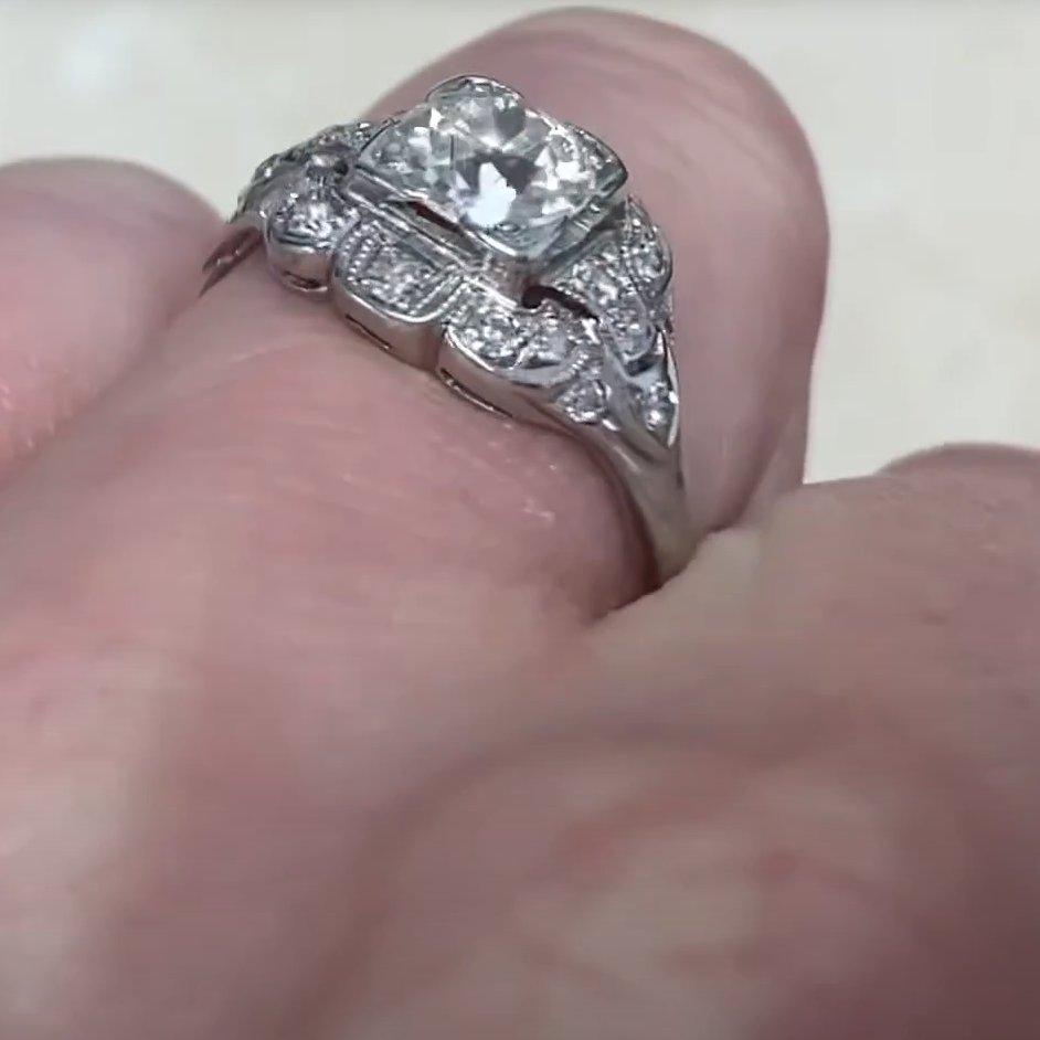Anello Vintage By con diamante taglio europeo (circa 0,90 carati), platino In condizioni ottime in vendita a New York, NY