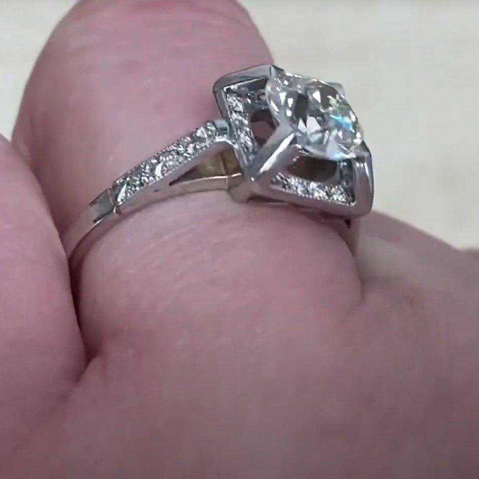 Verlobungsring aus Platin mit Diamanten im alteuropäischen Schliff ( ca. 1,40 Karat), Vintage im Zustand „Hervorragend“ im Angebot in New York, NY