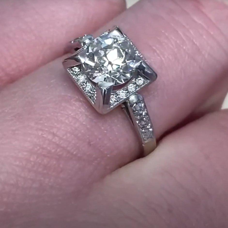 Verlobungsring aus Platin mit Diamanten im alteuropäischen Schliff ( ca. 1,40 Karat), Vintage im Angebot 1