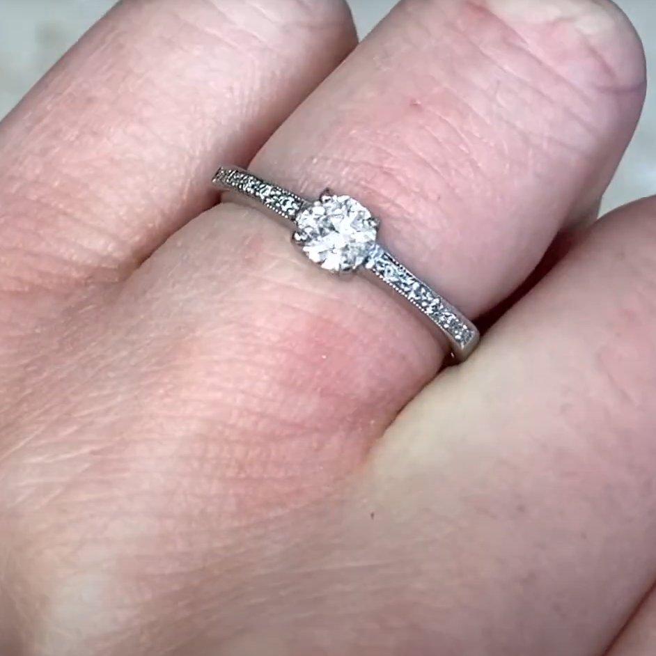 Vintage Old European Cut Diamond Engagement Ring (Approx 0.30-Carats), Platinum For Sale 1
