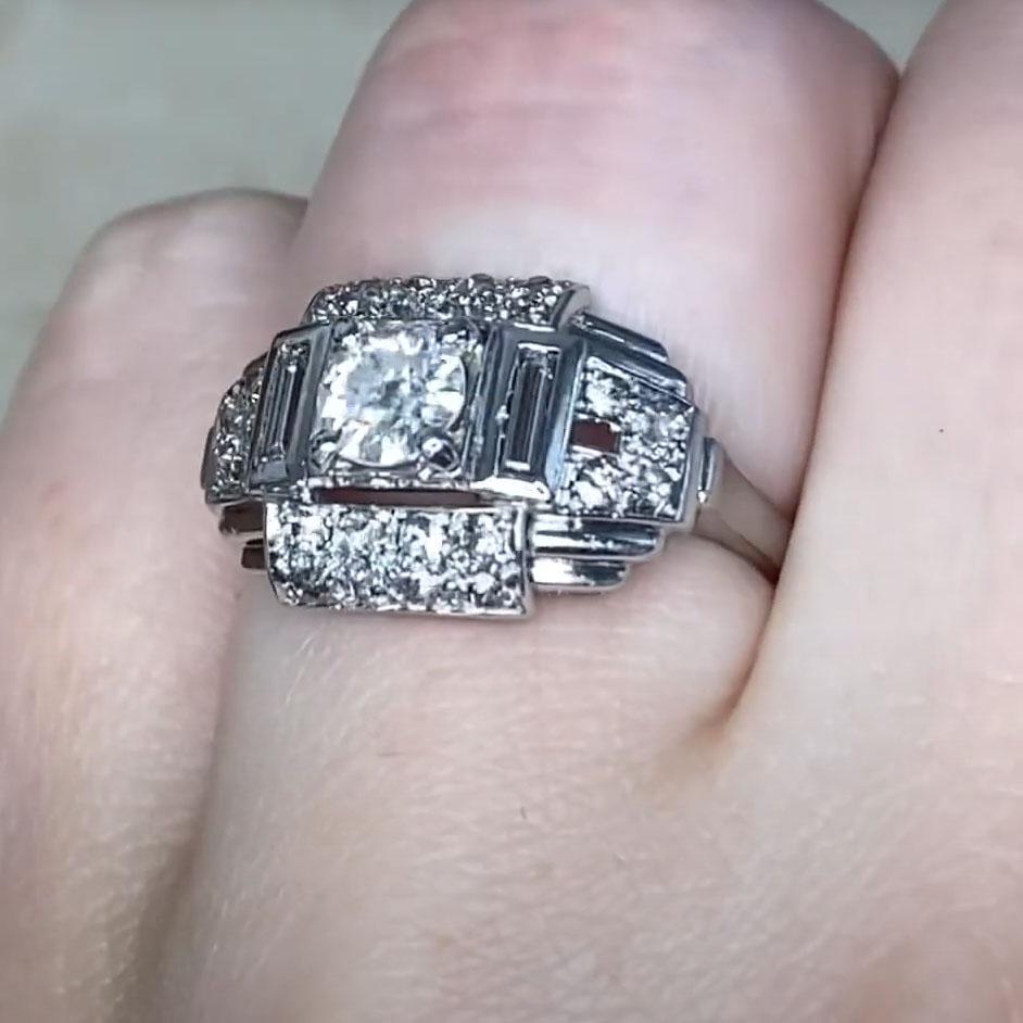 Verlobungsring aus Platin mit Diamanten im alteuropäischen Schliff ( ca. 0,40 Karat), Vintage Damen im Angebot
