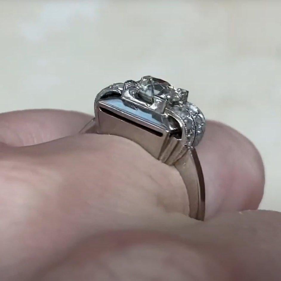 Verlobungsring aus Platin mit Diamanten im alteuropäischen Schliff ( ca. 0.6 Karat), Vintage im Zustand „Hervorragend“ im Angebot in New York, NY