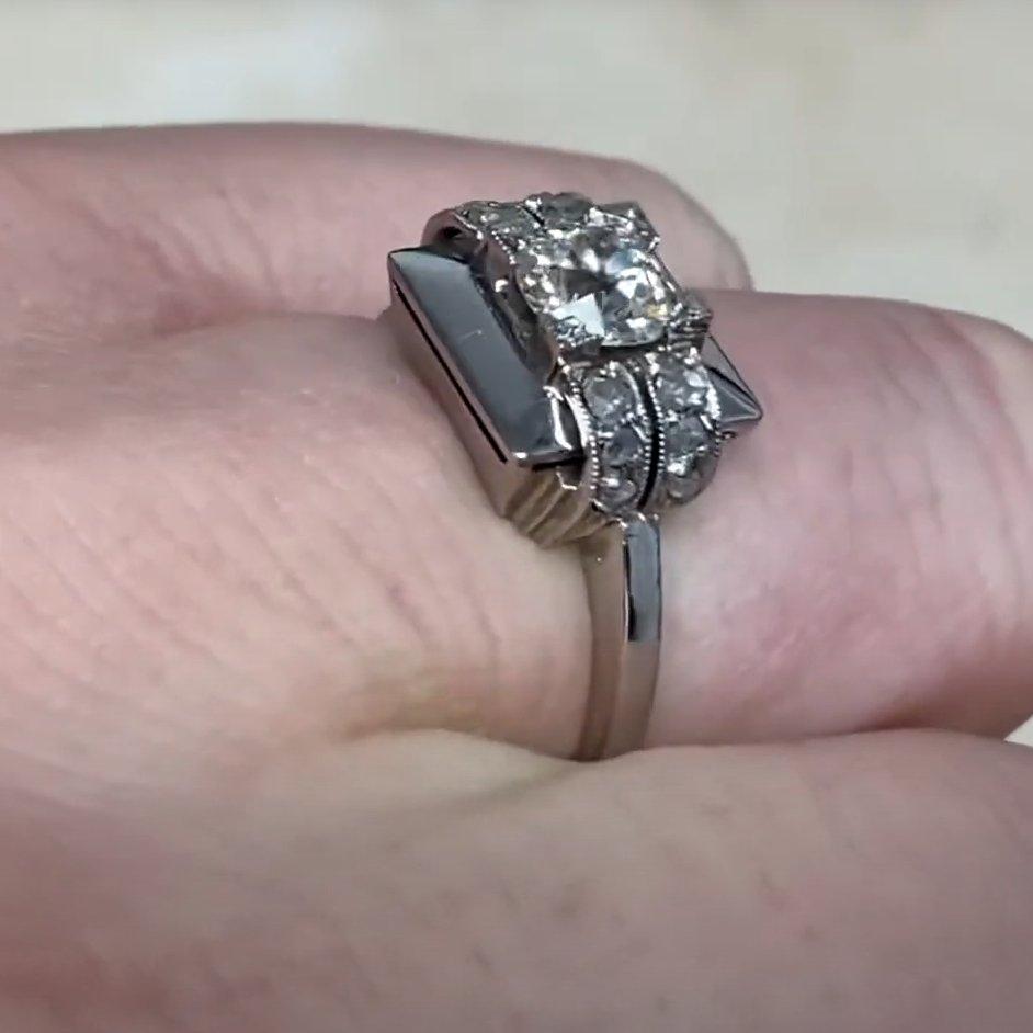 Verlobungsring aus Platin mit Diamanten im alteuropäischen Schliff ( ca. 0.6 Karat), Vintage Damen im Angebot