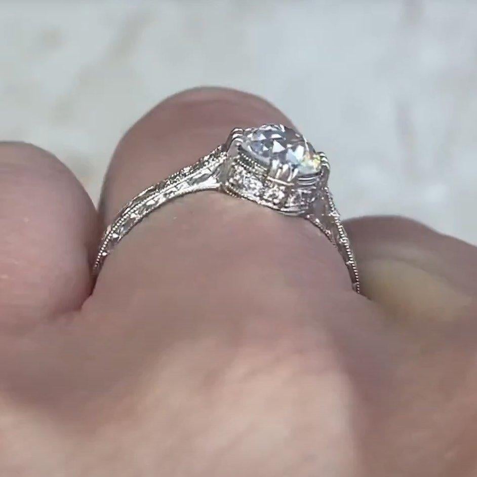 Vintage Old European Cut Diamond Engagement Ring (GIA Approx 1-Carat), Platinum In Excellent Condition For Sale In New York, NY