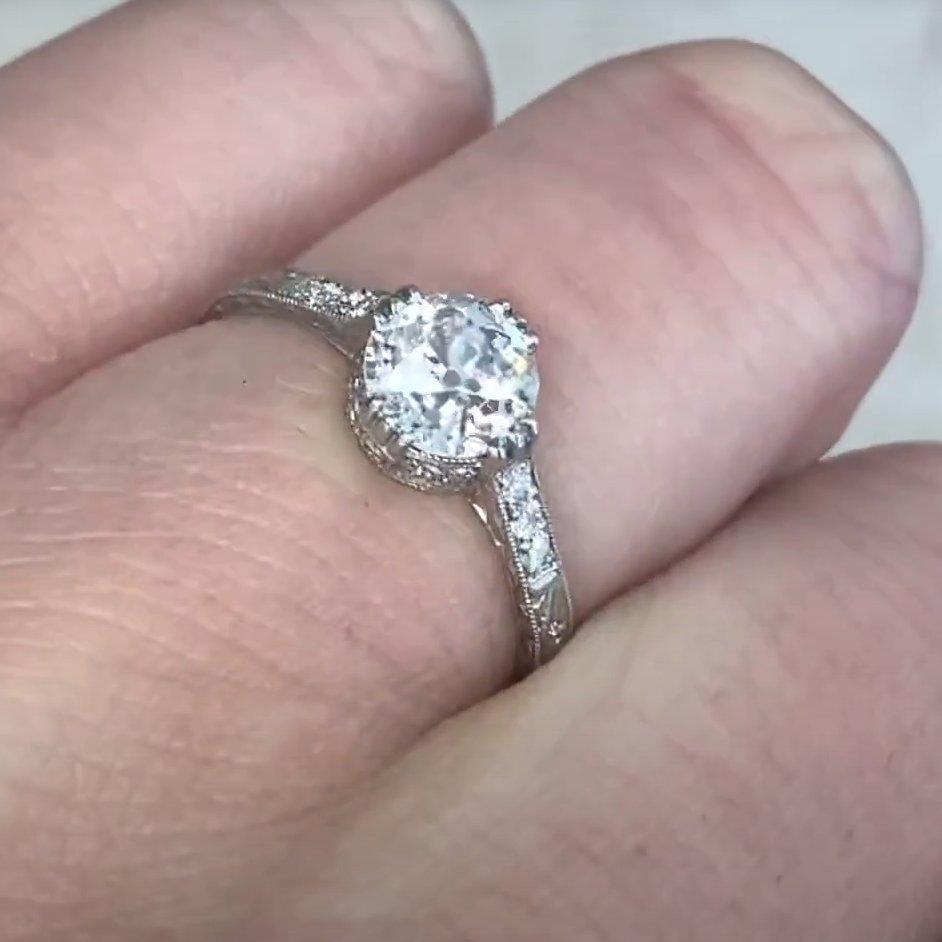 Vintage Old European Cut Diamond Engagement Ring (GIA Approx 1-Carat), Platinum For Sale 1