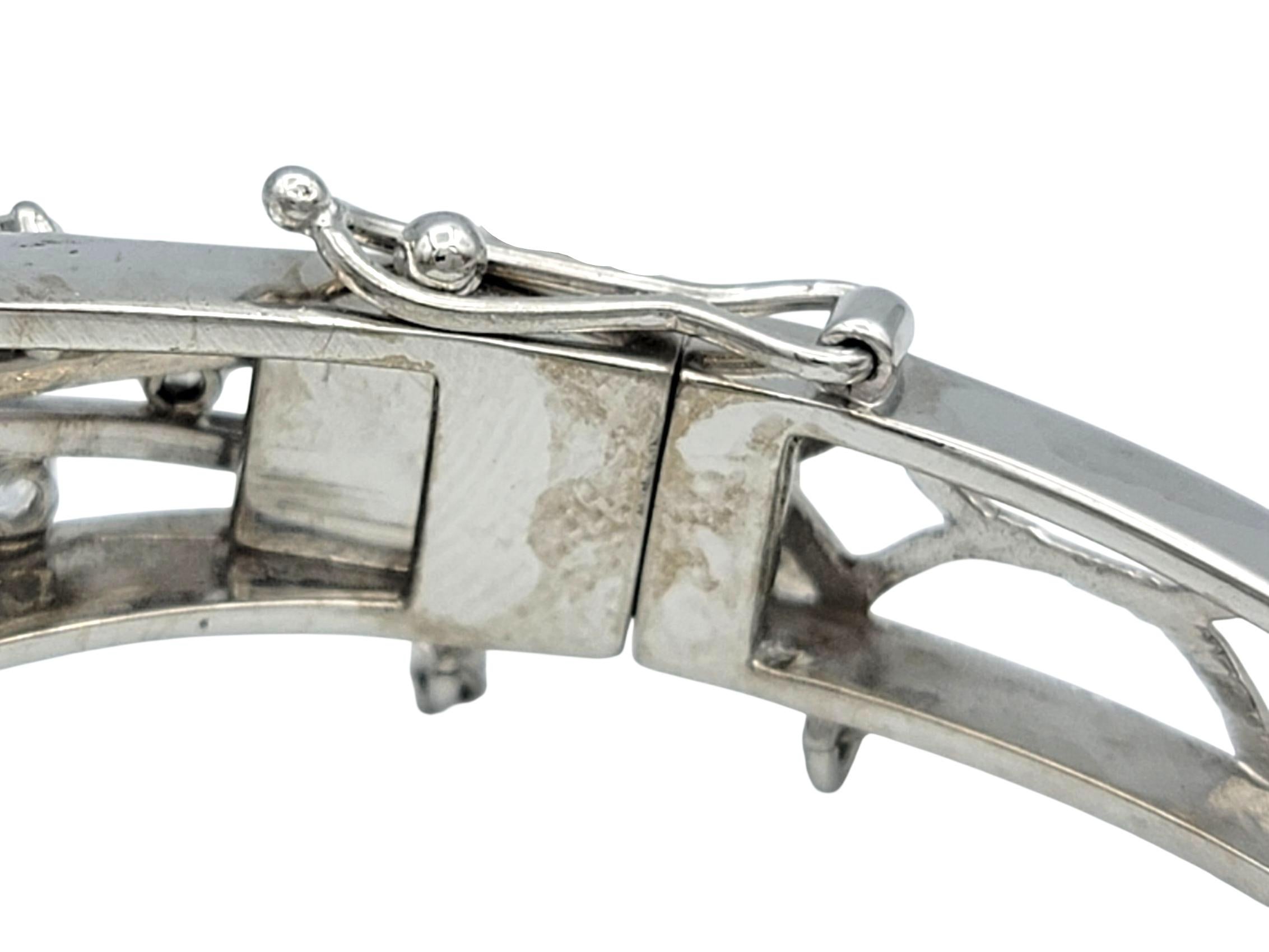 Vintage Old European Cut Diamond Filigrane Armspange Armband in 14 Karat Weißgold im Angebot 4