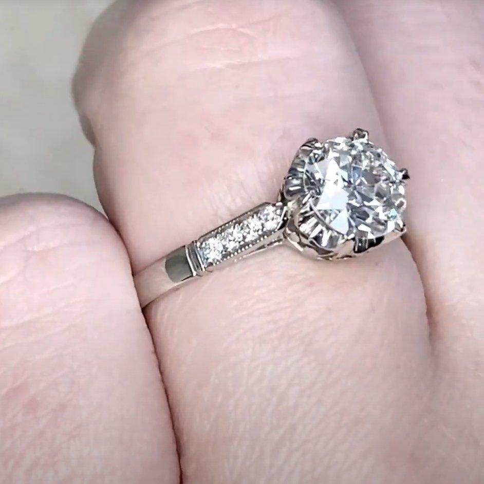 Vintage Old European Cut Diamant (GIA ca. 1,10 Karat) Ring, Platin (Alteuropäischer Schliff) im Angebot