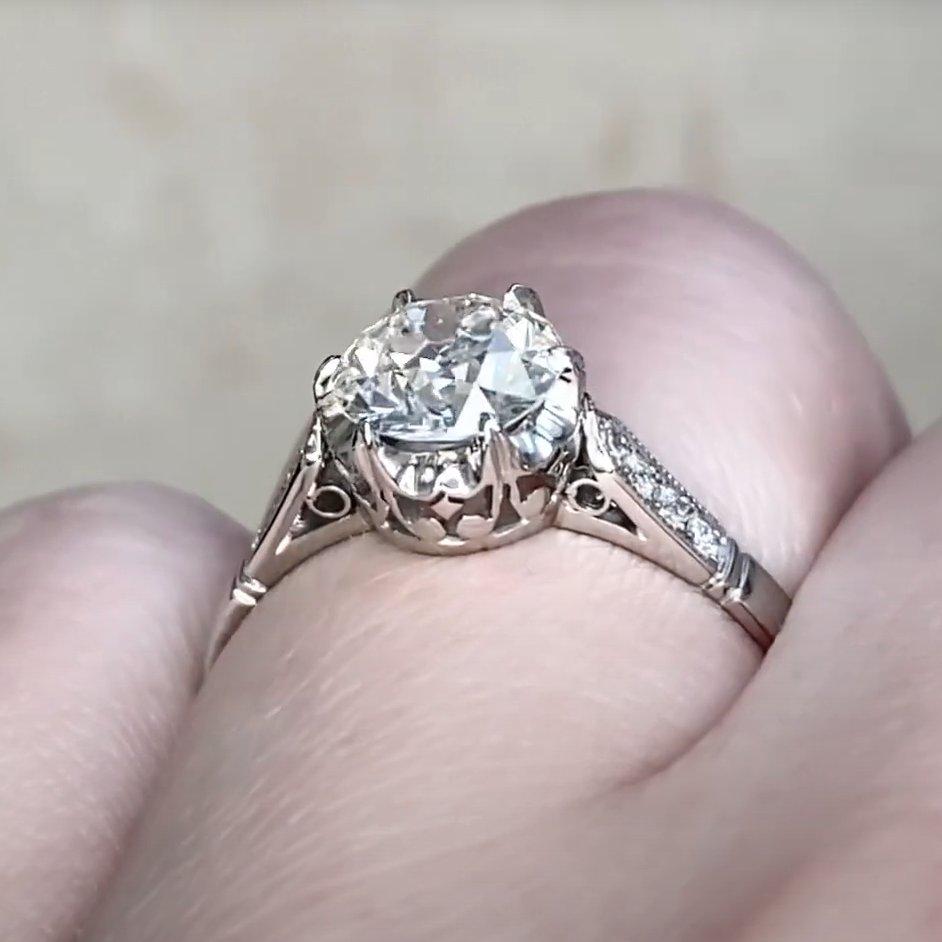 Vintage Old European Cut Diamant (GIA ca. 1,10 Karat) Ring, Platin im Zustand „Hervorragend“ im Angebot in New York, NY